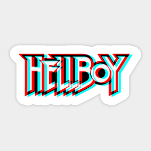 Retro 3D Glasses Style - Hellboy text Sticker